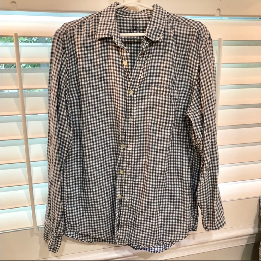J. Crew Baird McNutt Irish linen gingham shirt